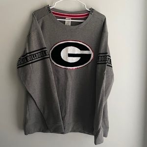 PINK Victorias Secret Crewneck Sweater Womens Gray UGA Georgia Bulldogs Size L